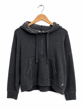 FP Movement by Free People Women's Washed Black Hooded Pullover Sweater- Size XS